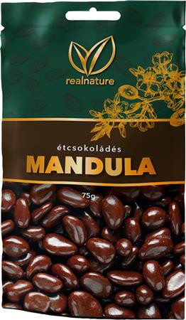 Mandula, 75 g, REAL NATURE, étcsokoládés (KHE347)