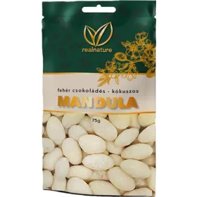   Mandula, 75 g, REAL NATURE, kókuszos-fehércsokoládés (KHE349)