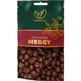 Aszalt meggy, 75 g, REAL NATURE, étcsokoládés (KHE350)
