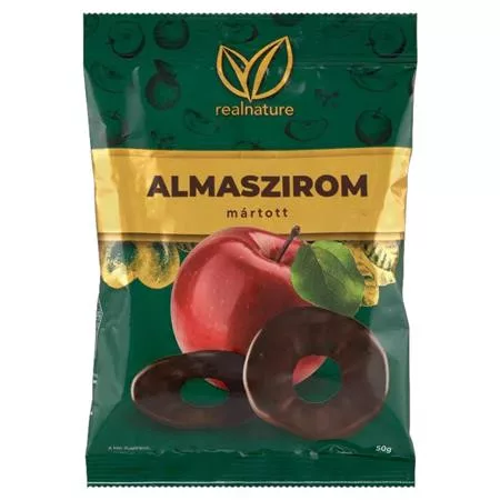Almaszirom, 50 g, REAL NATURE, csokoládéba mártott (KHE396)
