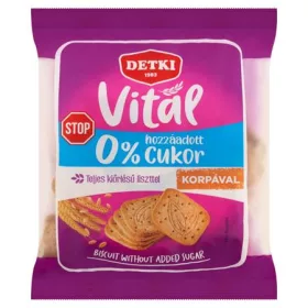   Háztartási keksz, cukormentes, 180 g, DETKI Vitál Cukor Stop, teljes kiőrlésű (KHE403)