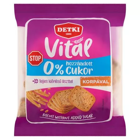 Háztartási keksz, cukormentes, 180 g, DETKI Vitál Cukor Stop, teljes kiőrlésű (KHE403)