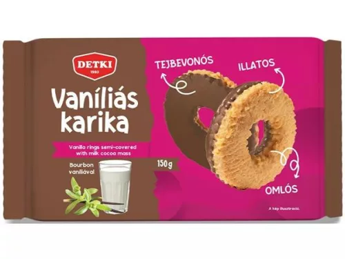 Vaníliás karika, 150 g, DETKI, tejbevonóval mártva (KHE407)