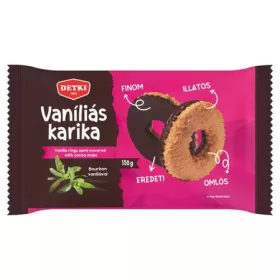   Vaníliás karika, 150 g, DETKI, étbevonóval félig mártva (KHE408)