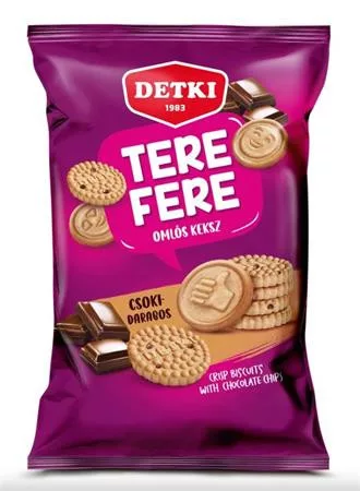 Omlós keksz, 150 g, DETKI Tere-Fere, csokoládé darabokkal (KHE413)