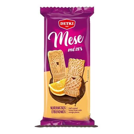 Mézes linzer, 180 g, DETKI Mese, narancsdarabokkal, kakaós étbevonómasszával félig mártva (KHE417)