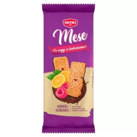   Mézes linzer, 180 g, DETKI Mese, málnás-citromos, kakaós étbevonómasszával félig mártva (KHE418)