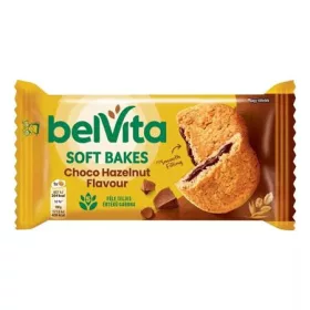   Keksz, 50 g, BELVITA Jó reggelt! Softy mogyorós ízű kakaós töltelékkel (KHE423)