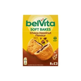   Keksz, 5x50 g, BELVITA Jó reggelt! Softy mogyorós ízű kakaós töltelékkel (KHE424)