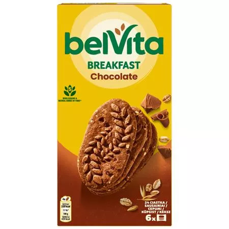Keksz, 6x50 g, BELVITA Jó reggelt, kakaós (KHE428)