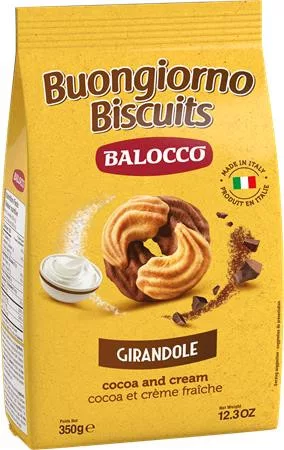 Reggeliző keksz, 350 g BALOCCO Girandole, kakaós-tejszínes (KHE443)