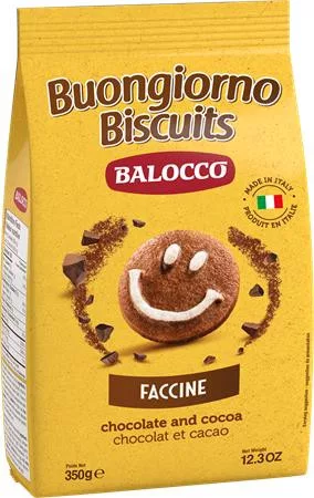 Reggeliző keksz, 350 g BALOCCO Faccine, csokoládés-mogyorós (KHE445)
