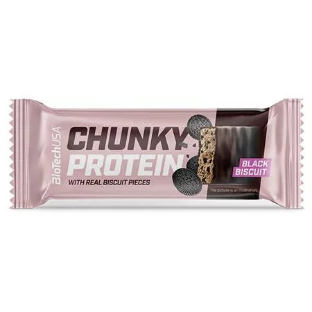Fehérjeszelet, gluténmentes, 50g, BIOTECH USA Chunky Protein Bar, Black Biscuit (KHEBIOUSA106)