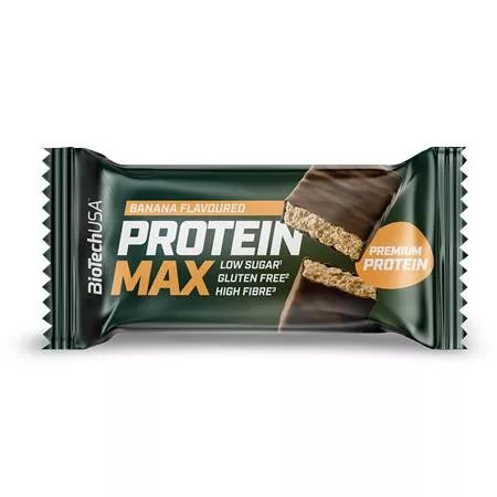 Fehérjeszelet, gluténmentes, 45g, BIOTECH USA Protein Max, banán (KHEBIOUSA110)