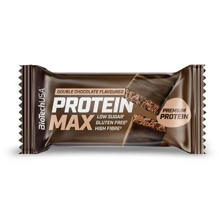Fehérjeszelet, gluténmentes, 45g, BIOTECH USA Protein Max, dupla csokoládé (KHEBIOUSA111)