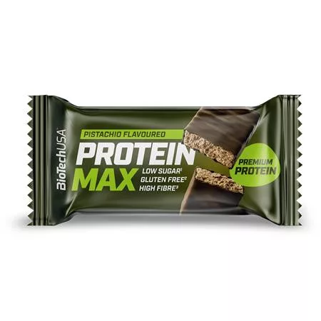 Fehérjeszelet, gluténmentes, 45g, BIOTECH USA Protein Max, pisztácia (KHEBIOUSA114)