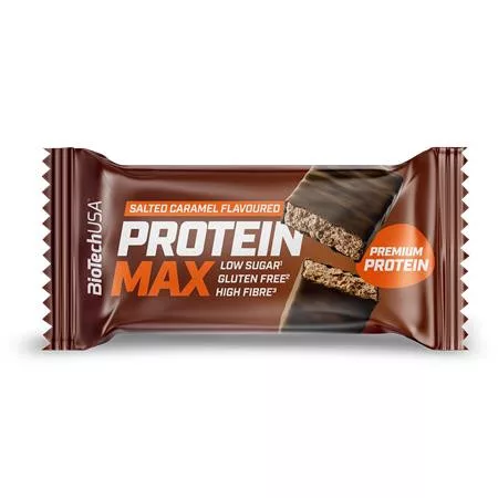 Fehérjeszelet, gluténmentes, 45g, BIOTECH USA Protein Max, sós karamell (KHEBIOUSA115)