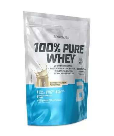 Tejsavó fehérjepor, 400g, BIOTECH USA 100 százalék  Pure Whey, bourbon vanília (KHEBIOUSA117)
