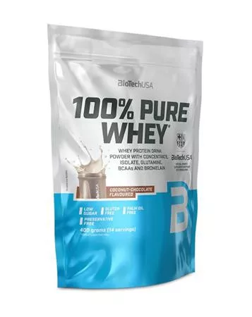 Tejsavó fehérjepor, 400g, BIOTECH USA 100 százalék  Pure Whey, kókusz-csokoládé (KHEBIOUSA119)