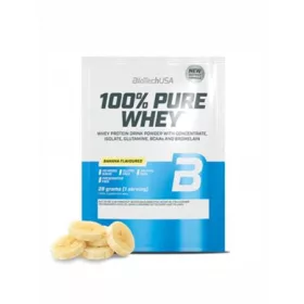   Tejsavó fehérjepor, 28g, BIOTECH USA 100 százalék  Pure Whey, banán (KHEBIOUSA90)