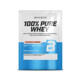   Tejsavó fehérjepor, 28g, BIOTECH USA 100 százalék  Pure Whey, eper (KHEBIOUSA93)