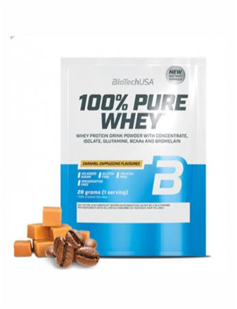Tejsavó fehérjepor, 28g, BIOTECH USA 100 százalék  Pure Whey, karamell-cappuccino (KHEBIOUSA94)