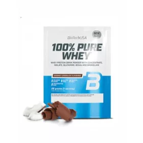   Tejsavó fehérjepor, 28g, BIOTECH USA 100 százalék  Pure Whey, kókusz-csokoládé (KHEBIOUSA95)