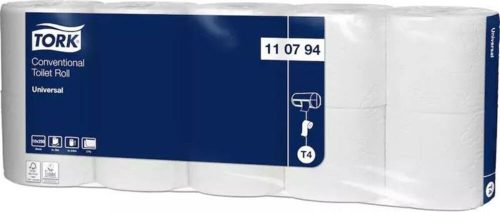 Toalettpapír, T4 rendszer, 2 rétegű, 12,5 cm átmérő, Universal, TORK, fehér (KHH029H)