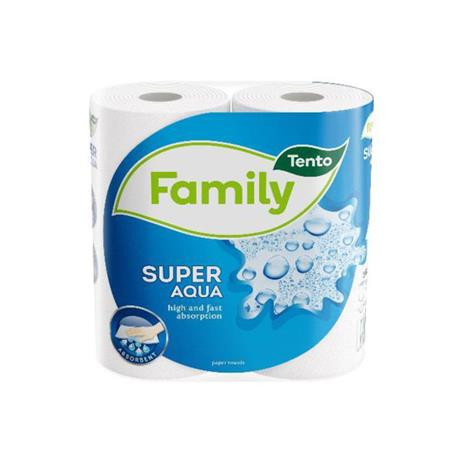 Kéztörlő, tekercses, 2 rétegű, TENTO Family Super Aqua, fehér (KHH081)