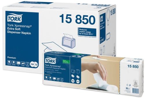 Szalvéta, adagolós, 2 rétegű, 21,3x16,5 cm, N4 rendszer, Premium, TORK Xpressnap Extra Soft, fehér (KHH16)