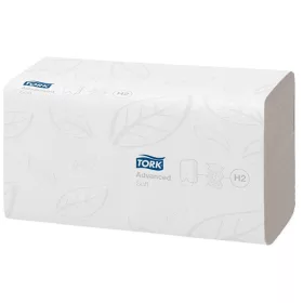  Kéztörlő, Interfold hajtás, 2 rétegű, 180 lap, H2 rendszer, Advanced, TORK Xpress Soft Multifold, fehér (KHH180)