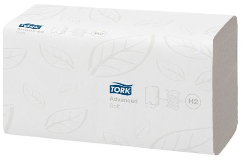 Kéztörlő, Interfold hajtás, 2 rétegű, 180 lap, H2 rendszer, Advanced, TORK Xpress Soft Multifold, fehér (KHH180)