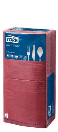 Szalvéta, 1/4 hajtogatott, 2 rétegű, 33x33 cm, Advanced, TORK Lunch, bordó (KHH197)