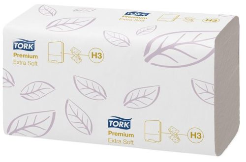 Kéztörlő,  Z hajtás, 2 rétegű, 200 lap, H3 rendszer, Premium, TORK Extra Soft Singlefold, fehér (KHH199H)