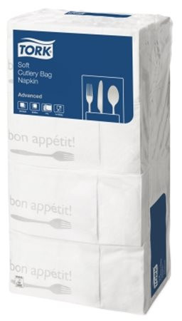 Szalvéta, 1/8 hajtogatott, 3 rétegű, 39,5x39 cm, TORK Soft Bon Appetit Cutlery Pocket, decor (KHH469)