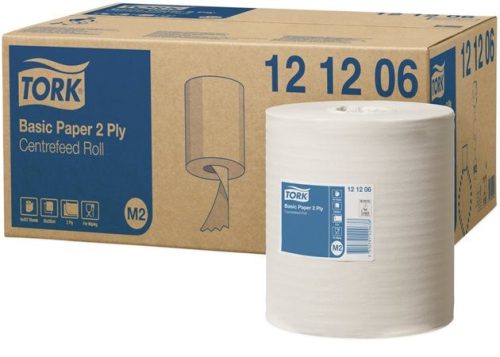 Kéztörlő, tekercses, belsőmag-adagolás, 2 rétegű, M2 rendszer, Universal, TORK, fehér (KHH472)