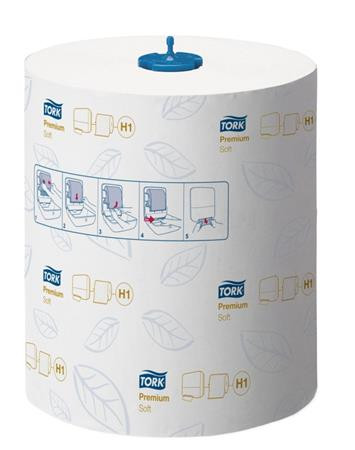Kéztörlő, tekercses, 2 rétegű, H1 rendszer, Premium, TORK Matic Soft, fehér (KHH495)