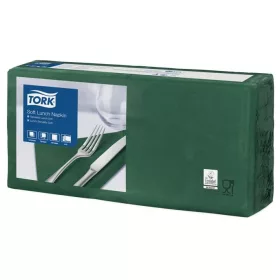   Szalvéta, 1/4 hajtogatott, 3 rétegű, 32,5x32,8 cm, Advanced, TORK Soft Lunch, sötétzöld (KHH515)