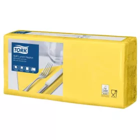   Szalvéta, 1/4 hajtogatott, 3 rétegű, 32,5x32,8 cm, Advanced, TORK Soft Lunch, sárga (KHH517)