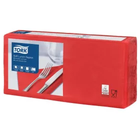   Szalvéta, 1/4 hajtogatott, 3 rétegű, 32,5x32,8 cm, Advanced, TORK Soft Lunch, vörös (KHH518)