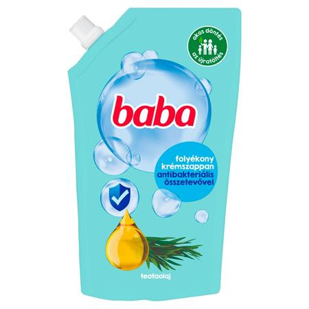 Folyékony szappan utántöltő, 0,5 l, BABA, teafaolajjal (KHH637)