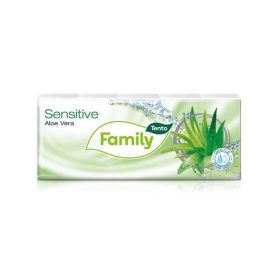   Papír zsebkendő, 3 rétegű, 10x10 db, TENTO Family, aloe vera (KHH648)