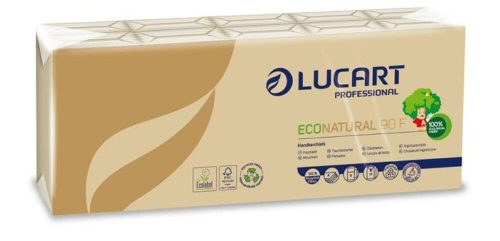 Papír zsebkendő, 4 rétegű, 10x9 db, LUCART EcoNatural, barna (KHH660)
