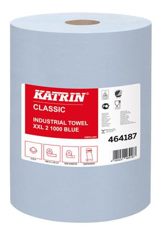 Kéztörlő, tekercses, 2 rétegű, KATRIN Classic XXL2, kék (KHH694)