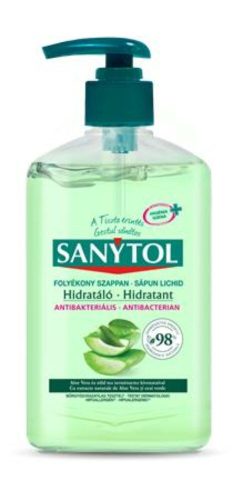 Antibakteriális folyékony szappan, 250 ml, SANYTOL Hidratáló, aloe vera és zöld tea (KHH735)