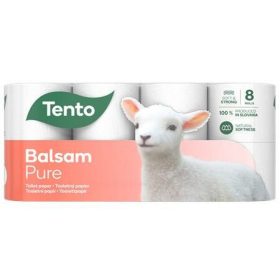  Toalettpapír, 3 rétegű, kistekercses, 8 tekercs, TENTO Balsam Pure, fehér (KHH753)