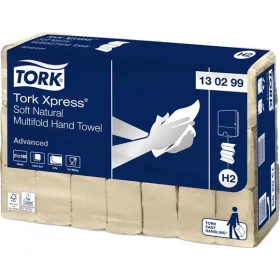   Kéztörlő, Interfold hajtás, 2 rétegű, 180 lap, H2 rendszer, Advanced, TORK Xpress Soft Multifold, natúr (KHH768)