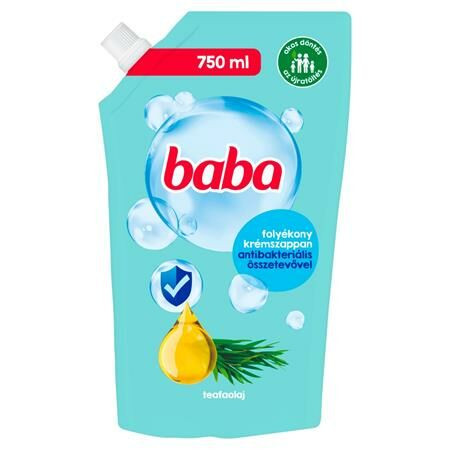 Folyékony szappan utántöltő, 750 ml, BABA, teafaolajjal (KHH775)