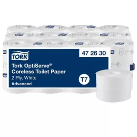   Toalettpapír, belsőmag nélküli, T7 rendszer, 2 rétegű, 13,1 cm átmérő, Advanced, TORK OptiServe, fehér (KHH831)
