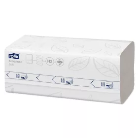   Kéztörlő, tömörített, Interfold, 2 réteg, 200 lap, H2 rendszer, Advanced, TORK Xpress Soft Multifold, fehér (KHH837)